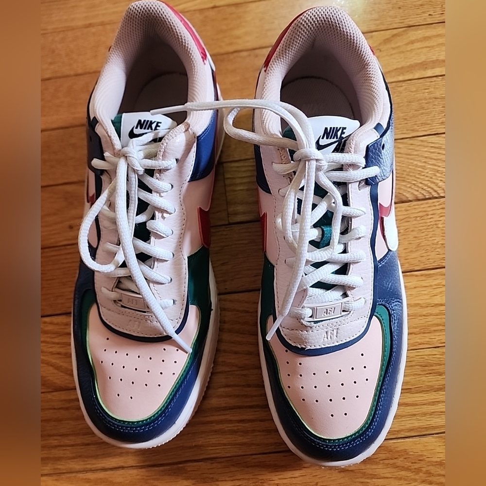 Nike Air Force 1 Shadow Mystic Low Multicolor— Pink, Navy, Red & Green